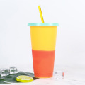 Copa de color personalizada Cambia de plástico reutilizable Cazón de plástico flaco con paja